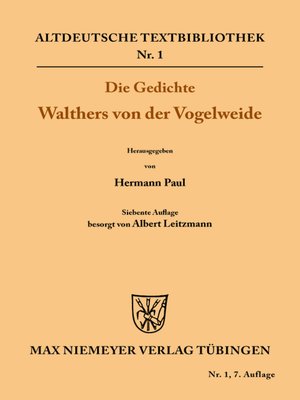 cover image of Die Gedichte Walthers von der Vogelweide